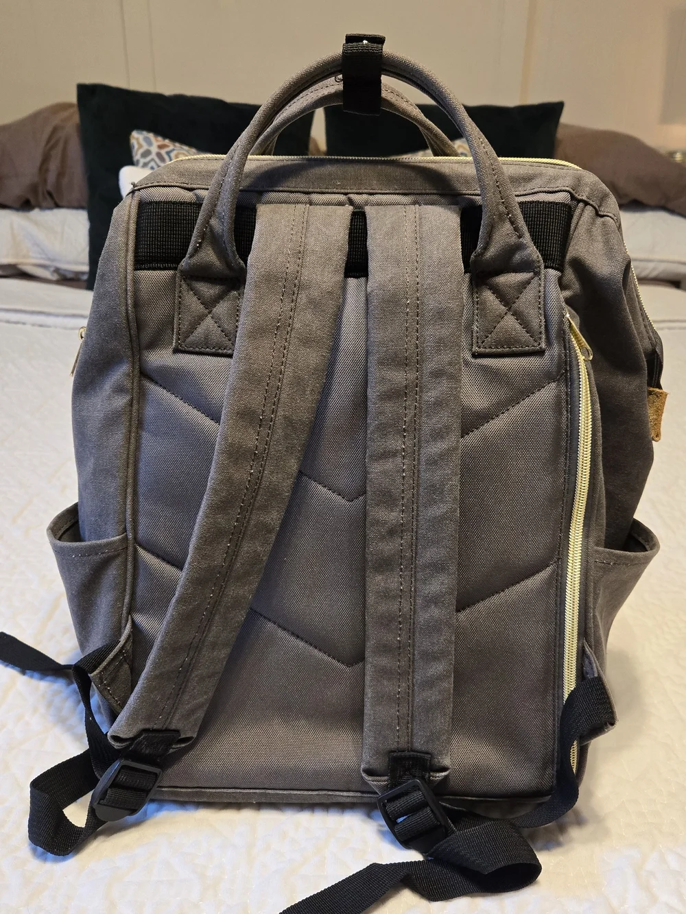 Canvas Backpack / Diaper Bag - Durable Everyday Bag Grey